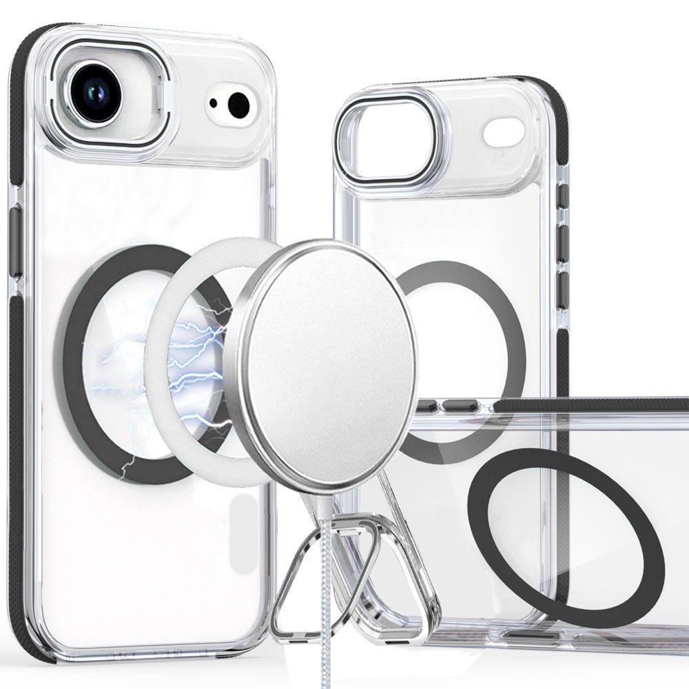 For iPhone Air Case Magnetic Color Circle w/ Camera Lens Stand + Tempered Glass