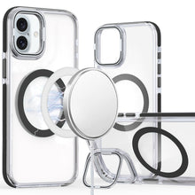 For iPhone 16 Plus 6.7in Case Camera Lens Stand Magnetic Circle + Tempered Glass