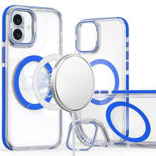 For iPhone 16 Plus 6.7in Case Camera Lens Stand Magnetic Circle + Tempered Glass