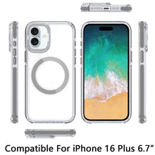 For iPhone 16 Plus 6.7in Case Camera Lens Stand Magnetic Circle + Tempered Glass