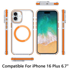 For iPhone 16 Plus 6.7in Case Camera Lens Stand Magnetic Circle + Tempered Glass