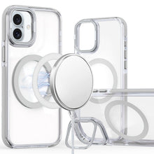 For iPhone 16 Plus 6.7in Case Camera Lens Stand Magnetic Circle + Tempered Glass