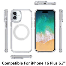 For iPhone 16 Plus 6.7in Case Camera Lens Stand Magnetic Circle + Tempered Glass