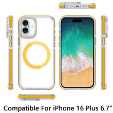 For iPhone 16 Plus 6.7in Case Camera Lens Stand Magnetic Circle + Tempered Glass