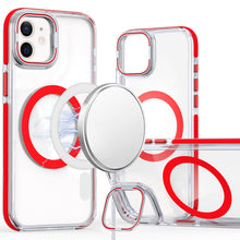 For iPhone 11 6.1 in. Case Magnetic Circle Camera Lens Stand + Tempered Glass