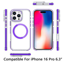 For iPhone 16 Pro 6.3in Case Magnetic Circle Camera Lens Stand + Tempered Glass