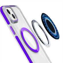 For iPhone 13/14 Case Magnetic Circle Camera Lens Stand Cover + Tempered Glass