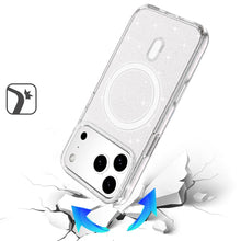 For iPhone 17 Pro Max Case Magnetic Circle Glitter Translucent + Tempered Glass