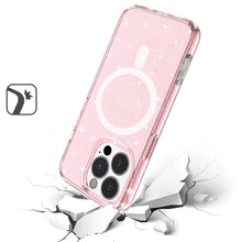 For iPhone 16 PRO MAX Case Magnetic Circle Glitter Translucent + Tempered Glass