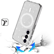 For Samsung S26+ Plus Case Magnetic Circle Glitter Translucent + Tempered Glass