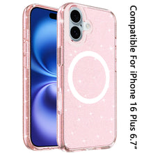 For iPhone 16 Plus 6.7in Case Magnet Circle Glitter Translucent + Tempered Glass