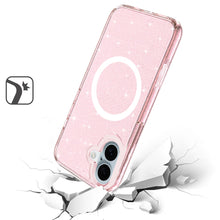 For iPhone 16 Plus 6.7in Case Magnet Circle Glitter Translucent + Tempered Glass