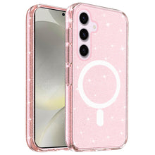 For Samsung S24+/S25+ Case Magnetic Circle Glitter Translucent + Tempered Glass