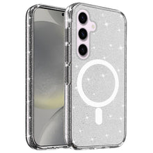 For Samsung S24+/S25+ Case Magnetic Circle Glitter Translucent + Tempered Glass