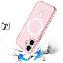 For iPhone 17 Case Thick Magnetic Circle Glitter Translucent + Tempered Glass