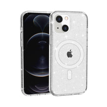 For iPhone 11 Pro Max Case Magnetic Circle Glitter Translucent + Tempered Glass