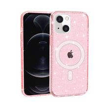 For iPhone 12 Pro Max Case Magnetic Circle Glitter Translucent + Tempered Glass
