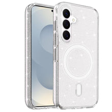 For Samsung S26 6.3" Case Magnetic Circle Glitter Translucent + Tempered Glass