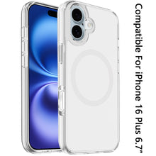 For iPhone 16 Plus 6.7in Case Magnetic Circle 3mm Translucent + Tempered Glass