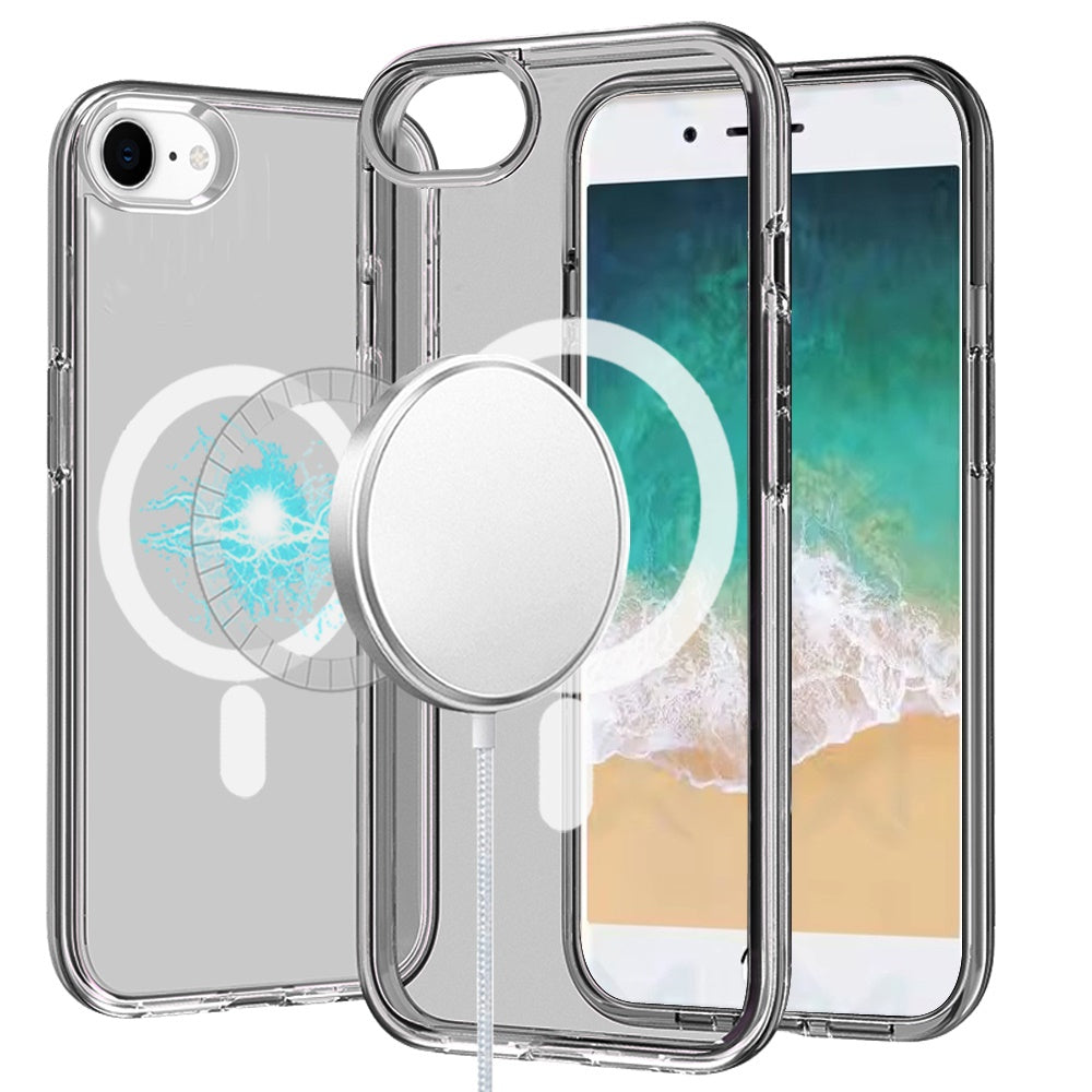 For iPhone 16e Case Magnetic Circle Ultra Thick Translucent + Tempered Glass