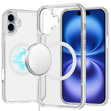For iPhone 16 6.1inch Case Magnetic Circle 3mm Translucent + Tempered Glass