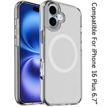 For iPhone 16 6.1inch Case Magnetic Circle 3mm Translucent + Tempered Glass