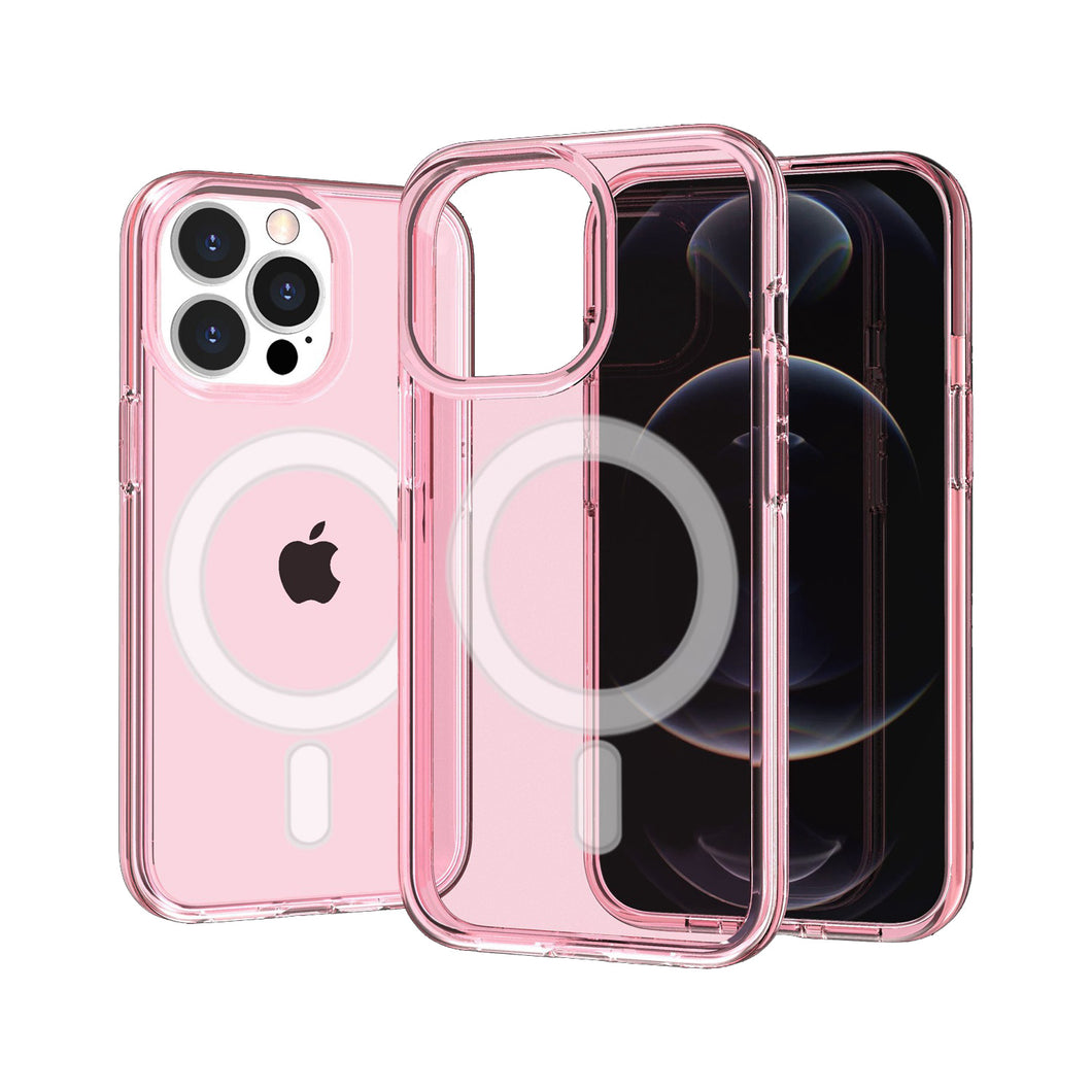 For iPhone 11 6.1 in. Case Magnetic Circle Translucent Cover + Tempered Glass