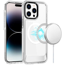 For iPhone 13/14 Case Magnetic Circle Transparent Back Cover + Tempered Glass