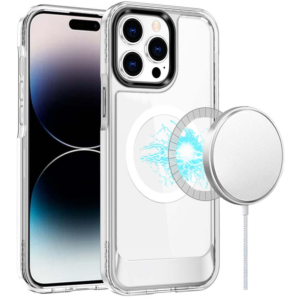 For iPhone 14 PRO MAX 6.7 in. Case Magnetic Circle Transparent Back Phone Cover
