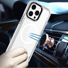 For iPhone 13/14 Case Magnetic Circle Transparent Back Cover + Tempered Glass