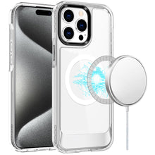 For iPhone 15 Pro Max Case Magnetic Circle Transparent Back + 2 Tempered Glass