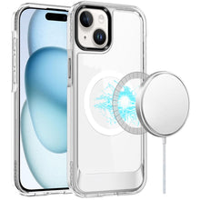 For iPhone 15 Case Magnetic Circle with Transparent Back + 2 Tempered Glass
