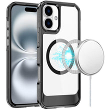 For iPhone 16 6.1inch Case Magnetic Circle Transparent Back + Tempered Glass