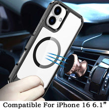 For iPhone 16 6.1inch Case Magnetic Circle Transparent Back + Tempered Glass