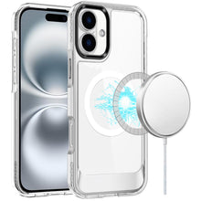 For iPhone 16 6.1inch Case Magnetic Circle Transparent Back + Tempered Glass