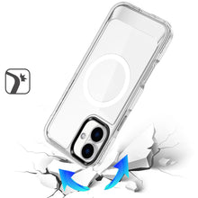 For iPhone 16 6.1inch Case Magnetic Circle Transparent Back + Tempered Glass