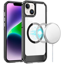 For iPhone 13/14 Case Magnetic Circle Transparent Back Cover + Tempered Glass