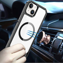 For iPhone 13/14 Case Magnetic Circle Transparent Back Cover + Tempered Glass