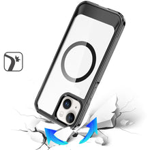 For iPhone 13/14 Case Magnetic Circle Transparent Back Cover + Tempered Glass