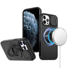 For iPhone 11 Pro Max Case Full Protection Stand Magnetic Circle +Tempered Glass