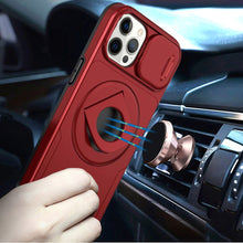 For iPhone 11 Pro Max Case Full Protection Stand Magnetic Circle +Tempered Glass