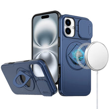 For iPhone 16 Plus 6.7in Case Protection Stand Magnetic Circle + Tempered Glass