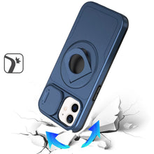 For iPhone 11 6.1 in. Case Full Protection Stand Magnetic Circle +Tempered Glass
