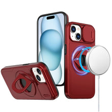 For iPhone 15 Case Full Protection Stand Magnetic Circle + 2 Tempered Glass