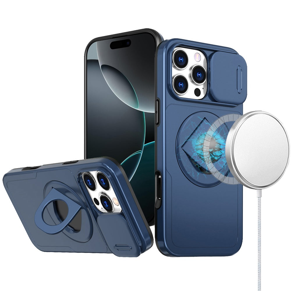 For iPhone 16 Pro 6.3in Case Full Protection w/ Magnetic Circle + Tempered Glass