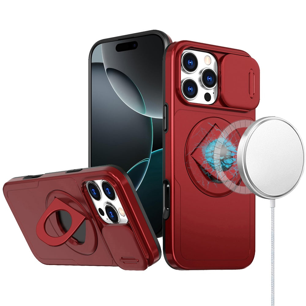For iPhone 16 Pro 6.3in Case Full Protection w/ Magnetic Circle + Tempered Glass
