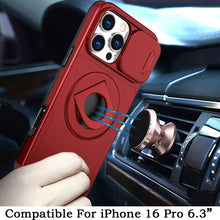 For iPhone 16 Pro 6.3in Case Full Protection w/ Magnetic Circle + Tempered Glass