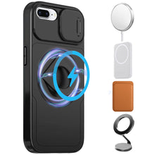 For iPhone 8 Plus/7 Plus Case Protection Stand Magnetic Circle + Tempered Glass