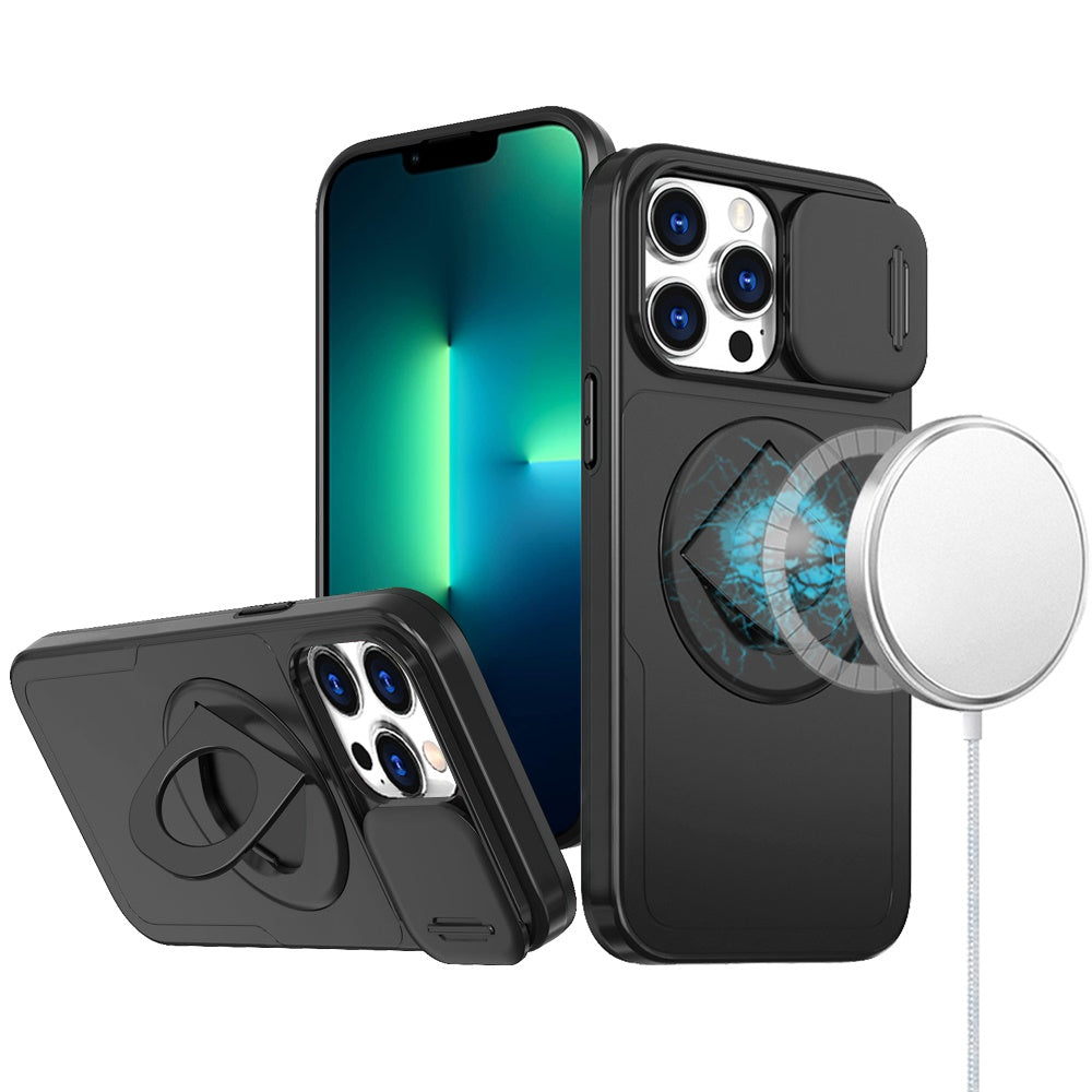 For iPhone 13 Pro Max 6.7 inch Case Protective Cover with Stand Magnetic Circle