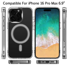 For iPhone 16 PRO MAX Case Magnetic Circle Slim Fit Clear Cover + Tempered Glass